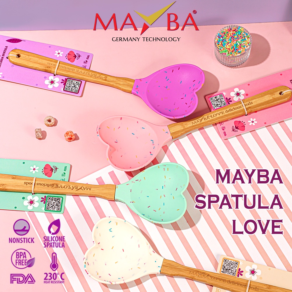 Jual MAYBA SPATULA LOVE Silikon Tebal anti leleh Sutil Tuner Silicone Bpa Free Paling Bagus