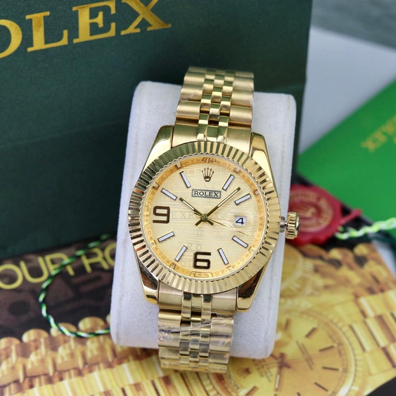 Jual Jam Tangan Wanita / Pria Rolex p2185 Rantai Tanggal Aktif Fullset ...
