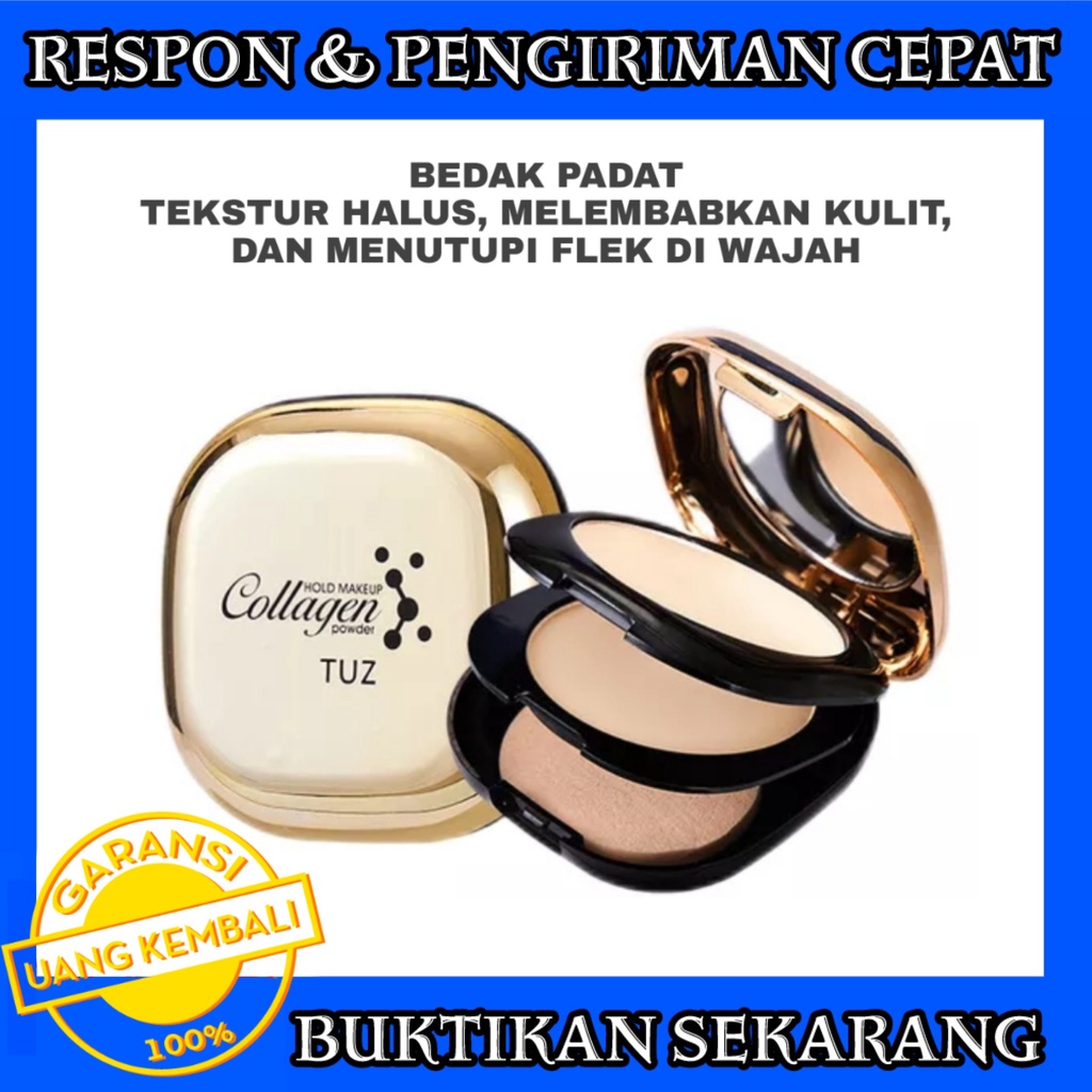 Jual Tuz Bedak Padat Flawless Collagen Mist Pressed Powder Dua Layers