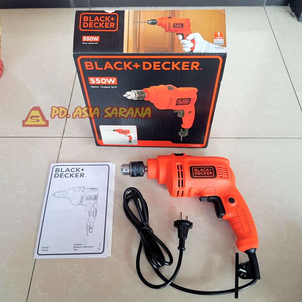 Jual Hammer Drill TP555 Mesin Bor 10mm Black + Decker Kayu Tembok Besi ...