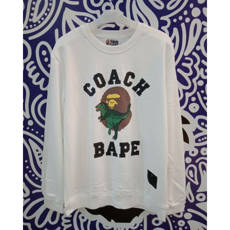 Jual Sweater Bape X Coach Rexy Crew Neck - White | Shopee Jual Sweater Bape X Coach Rexy Crew Neck - White | Shopee