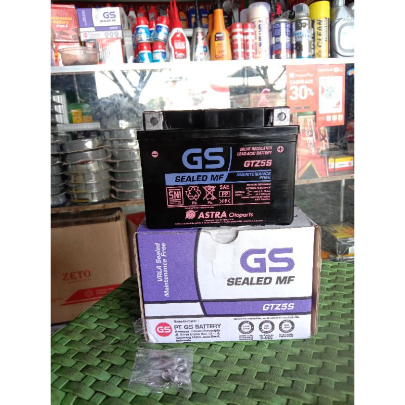 Jual AKI MOTOR ORIGINAL GS ASTRA MF (GSMF-GTZ-5S) untuk honda beat