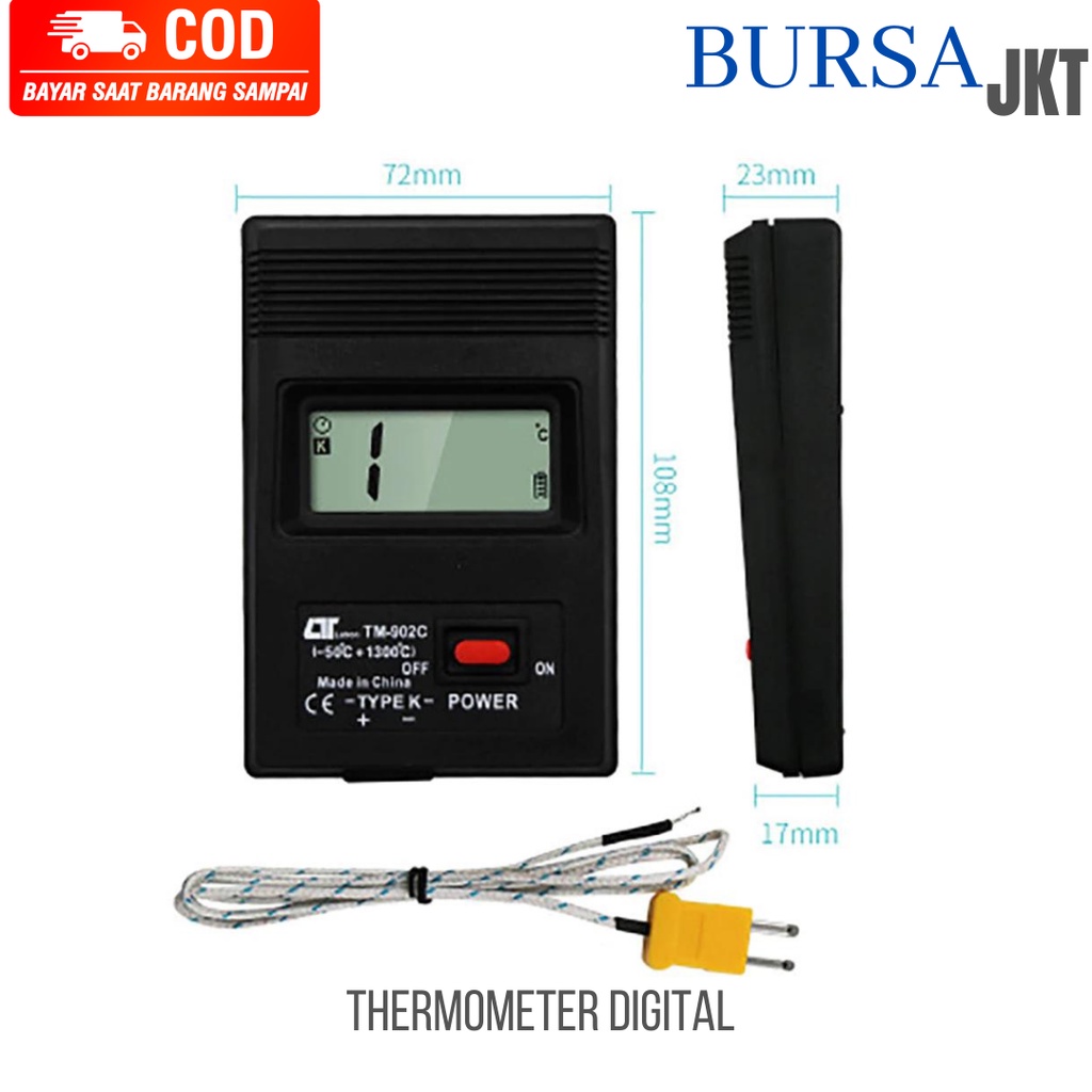 Jual TERMOMETER DIGITAL TM902C ALAT SENSOR UKUR SUHU 30 C - 1300 C ...