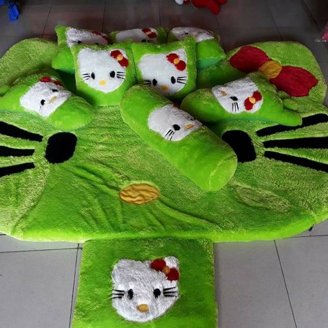 Jual KARPET FULL SET Karakter Kepala Hello Kitty Hijau Muda | Shopee ...