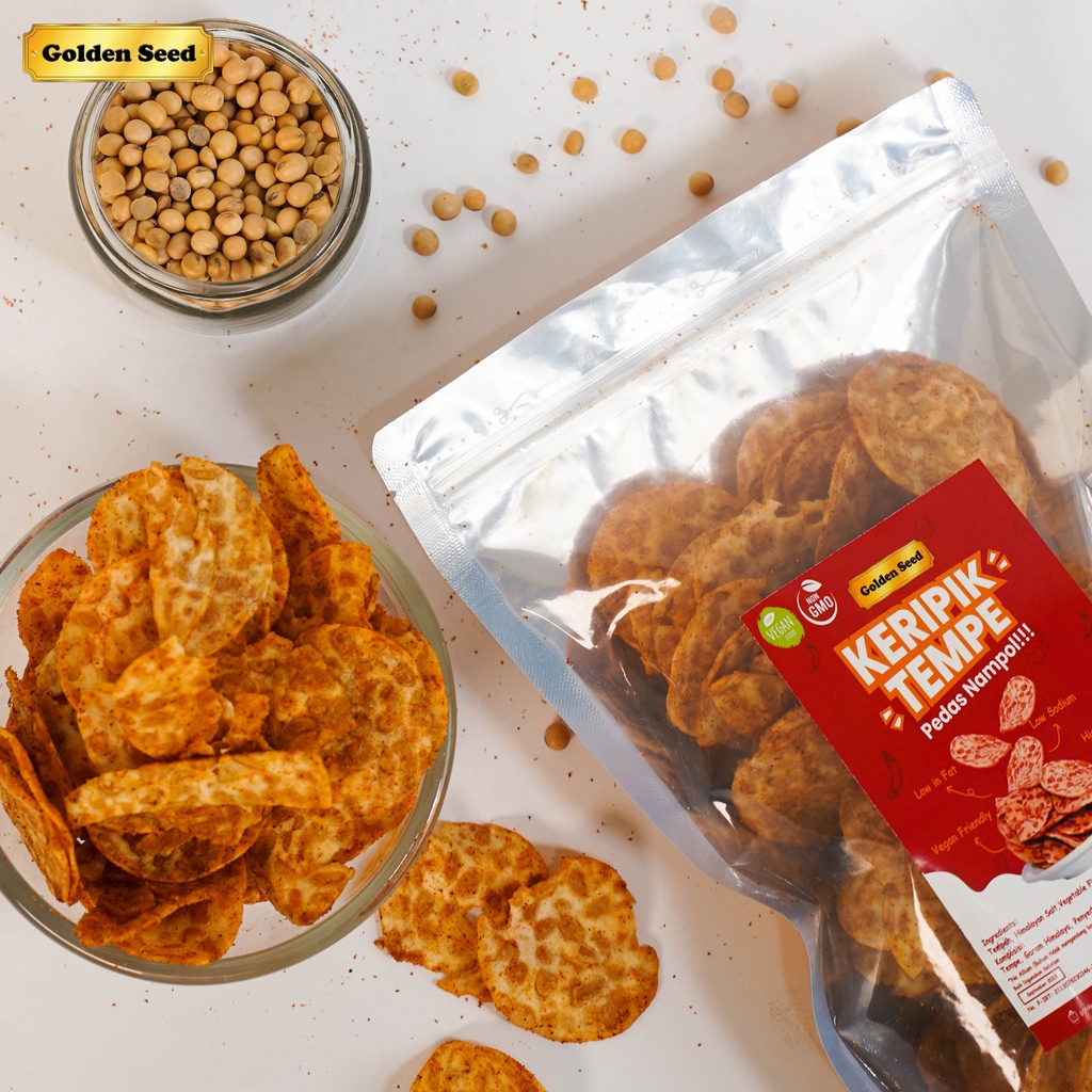 Jual KERIPIK TEMPE 100 GR ORIGINAL & SPICY TEMPEH CHIPS 100 GRAM PEDAS