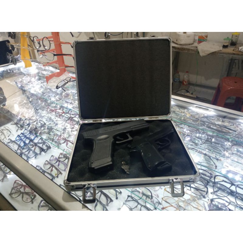 Jual Handgun Box Gun Pistol Case Safety Gun Safe Cover Koper Senjata