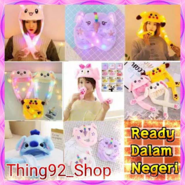 Jual TOPI LED Bunny Hat Rabbit Karakter Tik Tok Stitch Melody Doraemon ...