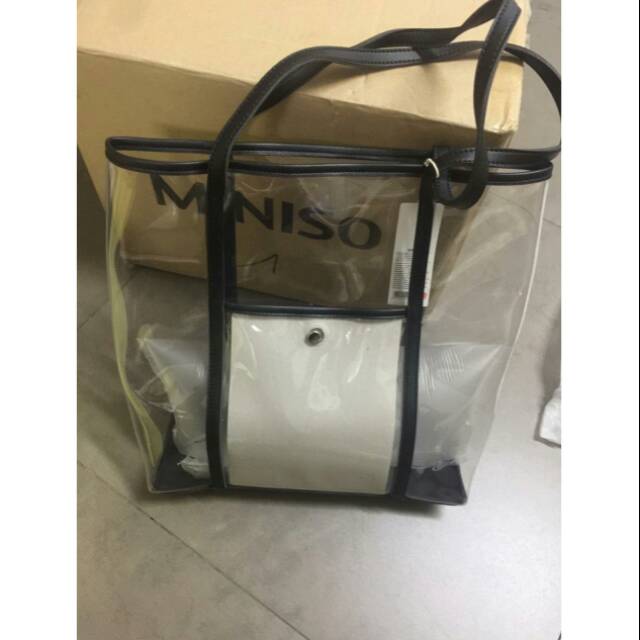 Miniso Totebag Transparan, Fesyen Wanita, Tas & Dompet di Carousell