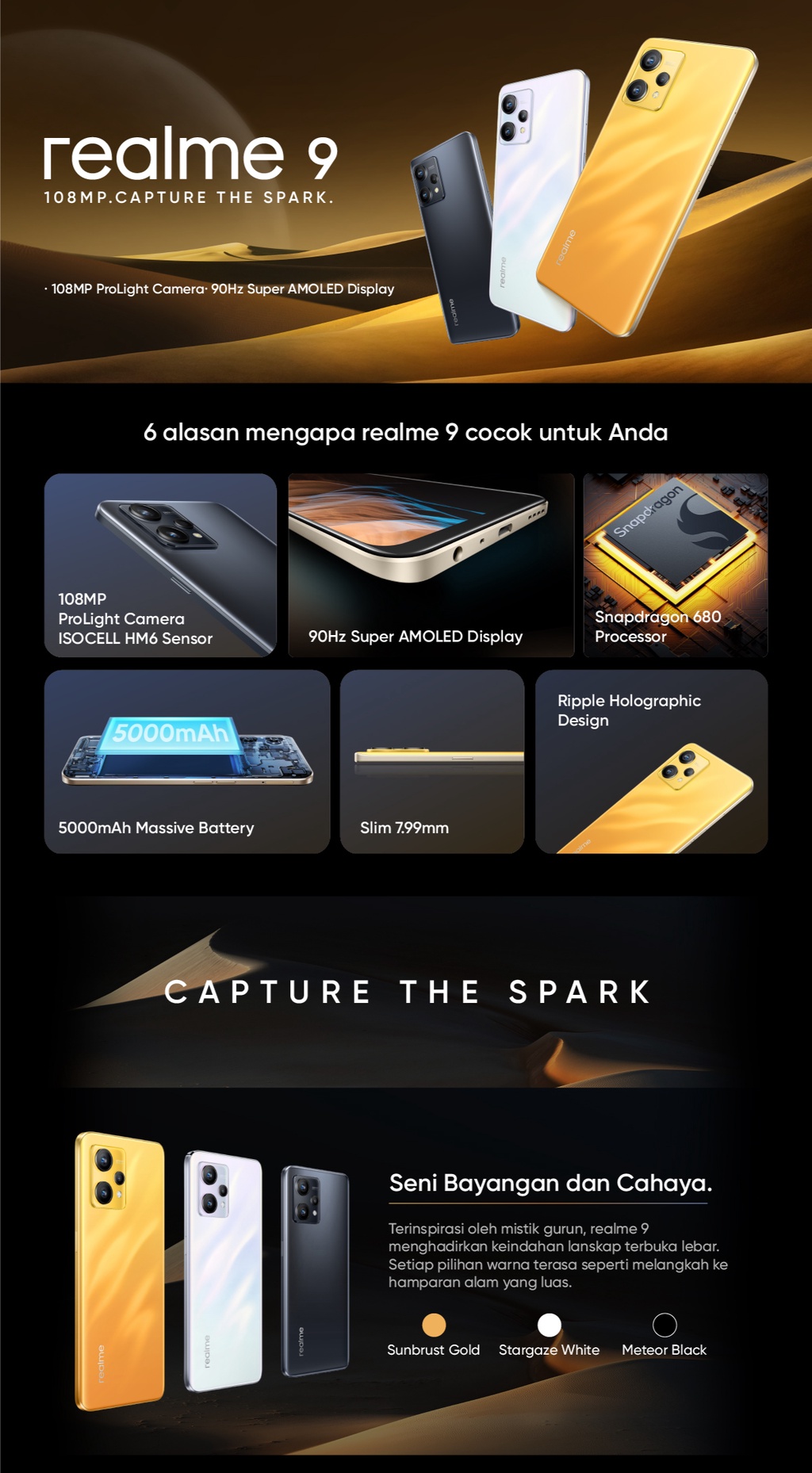 Jual realme 9 4G 8/128 GB (108MP ProLight Camera, 90Hz AMOLED Display ...