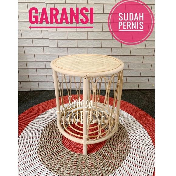 Jual [KODE ZJMMZ] ( LEBAY) meja bulat rotan aesthetic/ meja teras ...