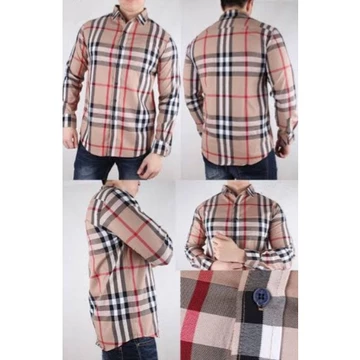 Kemeja Pria Kotak Basic Lengan Panjang Baju Atasan Cowok Flanel Kemeja Salur