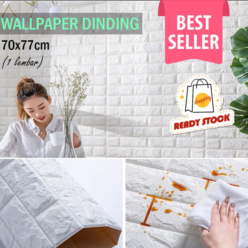 Jual Sticker Wallpaper Dinding 3D Embosed 77 X 70 Cm Stiker Model Bata ...