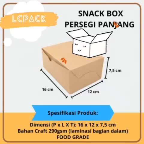 Jual Paper Snack Box Kraft Box Tahu Gorengan size M 16 12 7,5 cm Dos ...