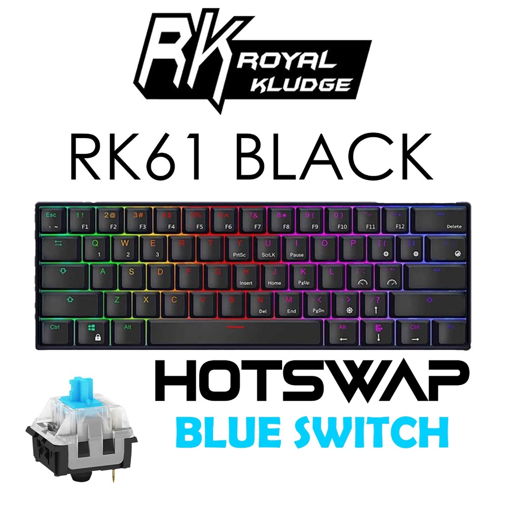 Jual NEW ROYAL KLUDGE RK61 RGB HOTSWAP MECHANICAL KEYBOARD 60% 3 MODE ...