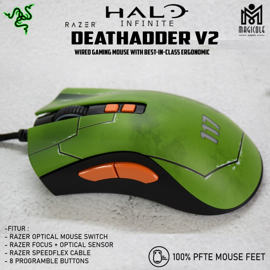 Jual Razer DeathAdder V2 Halo Infinite edition Ergonomic Wired Gaming ...