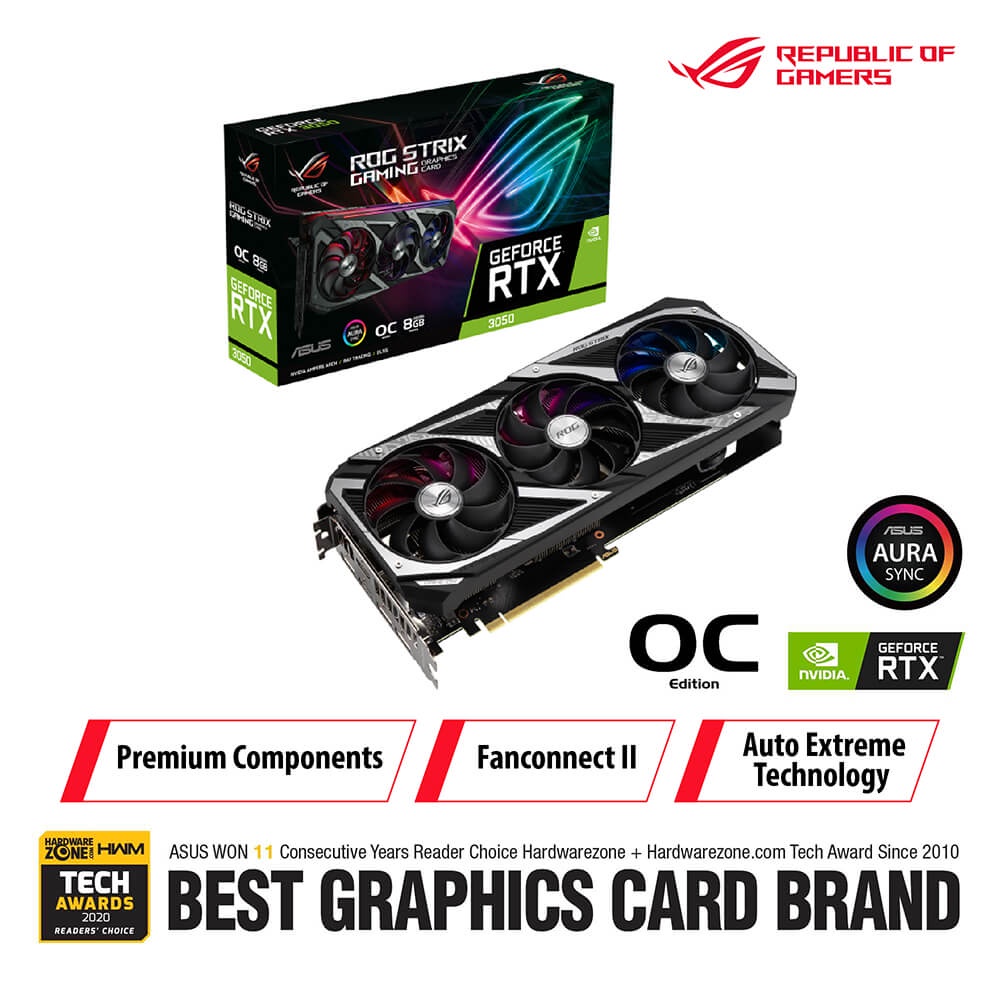 Jual ASUS ROG STRIX RTX3050 OC 8GB GDDR6 | Shopee Indonesia