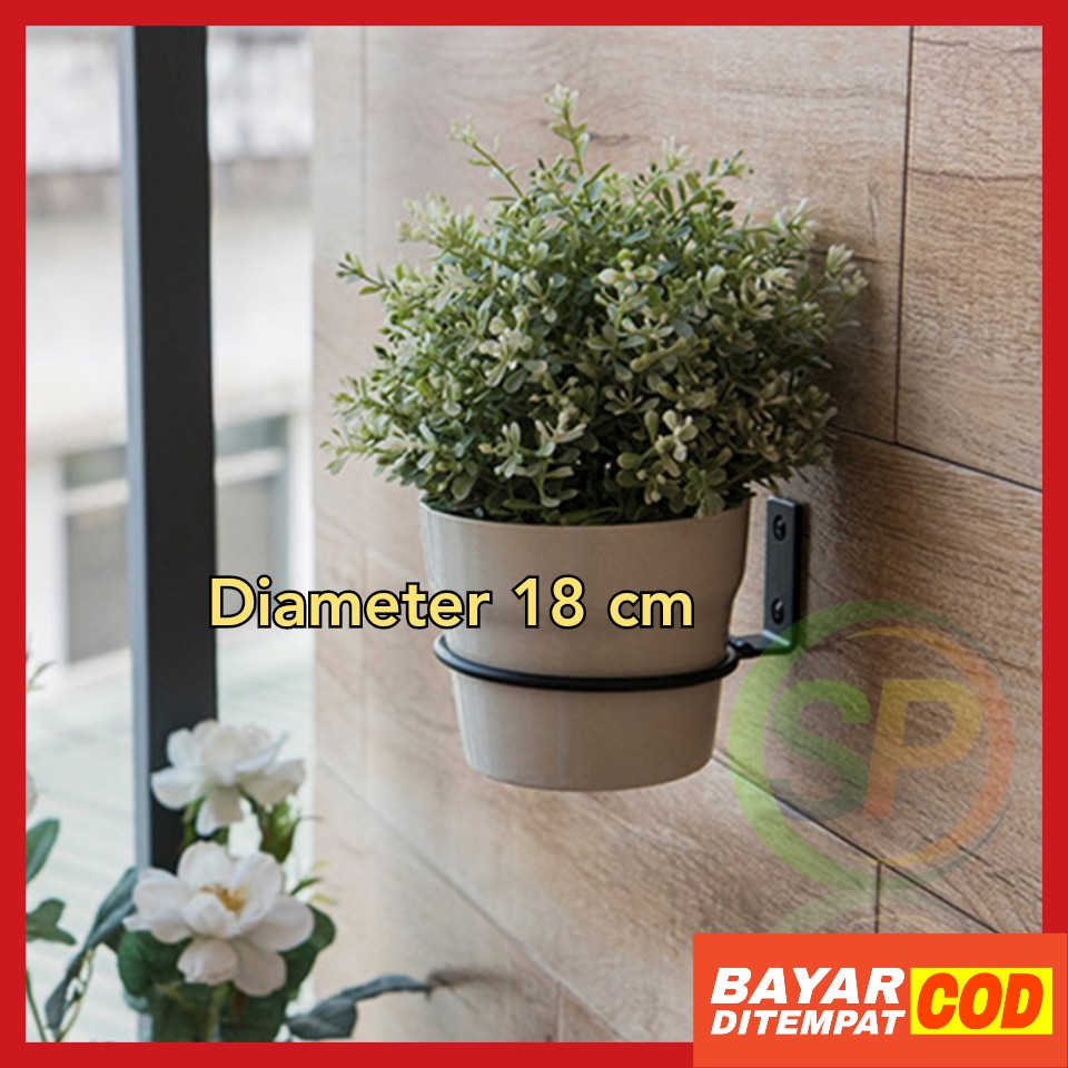 Jual Standing Pot Dinding | Pot Tempel Dinding Diameter 18cm, Pot Bunga