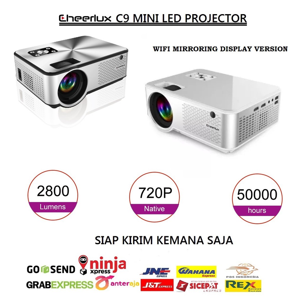 Jual CHEERLUX C9 WiFi Mirring Version - LED Projector 2800 Lumens 1080P ...