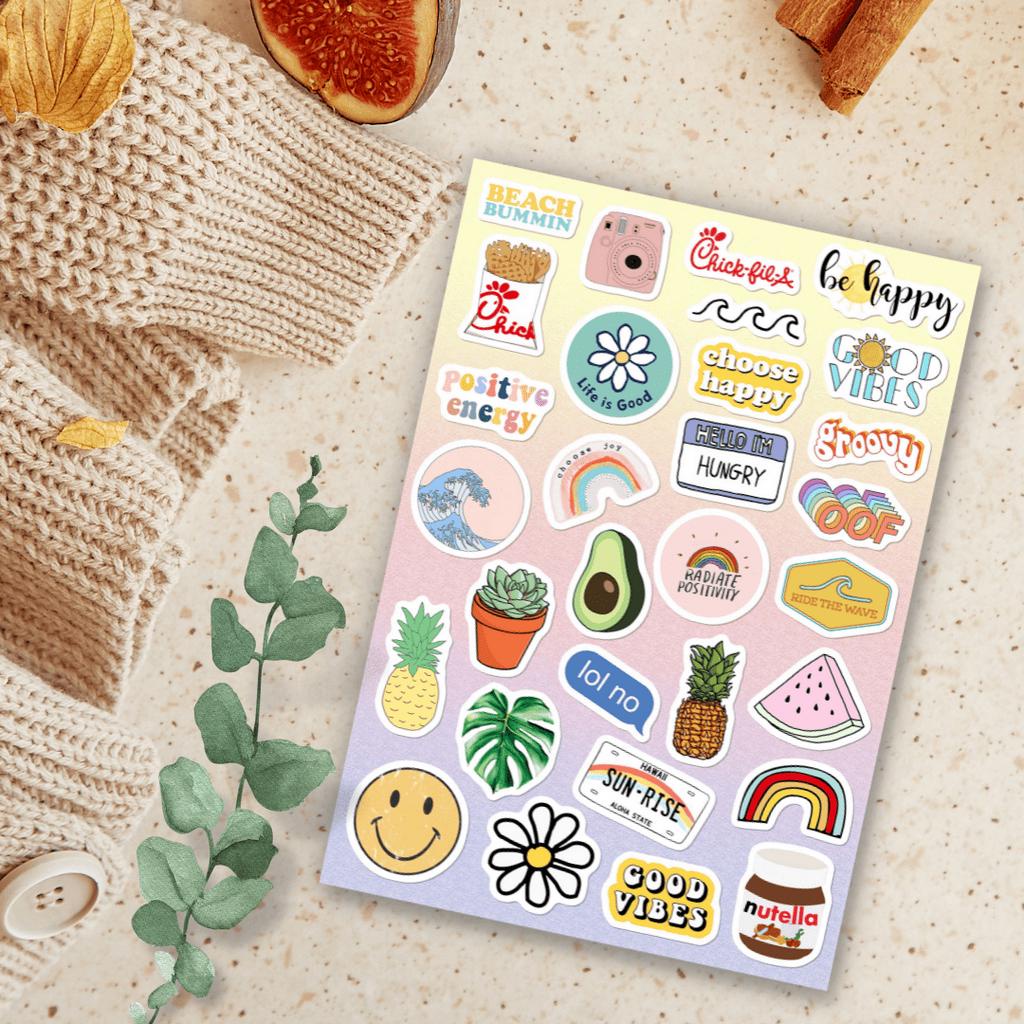 Jual Aesthetic Sticker Good Vibes Chilling Happy Sticker Stiker Estetik Shopee Indonesia