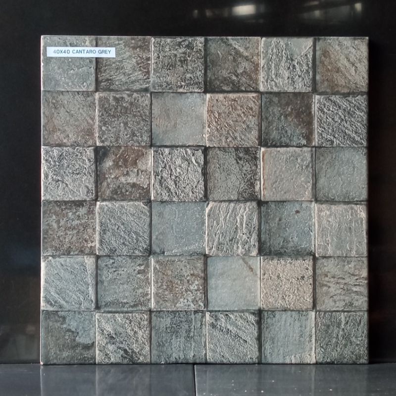 Jual Keramik Lantai Kasar Timbul 40x40 Cantaro Grey Mulia Shopee Indonesia 9972