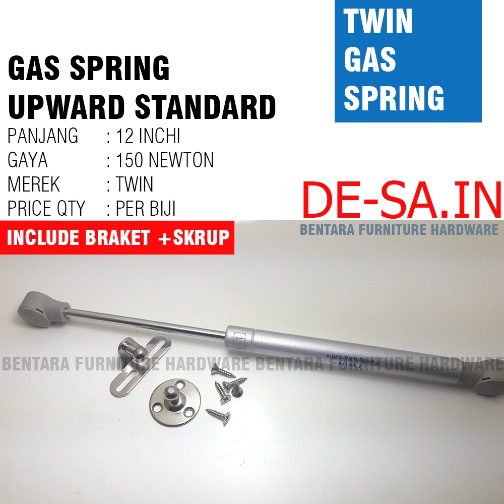 Jual Twin 12 Inchi x 150 Newton Gas Spring Hidrolik - Upward Hidrolik