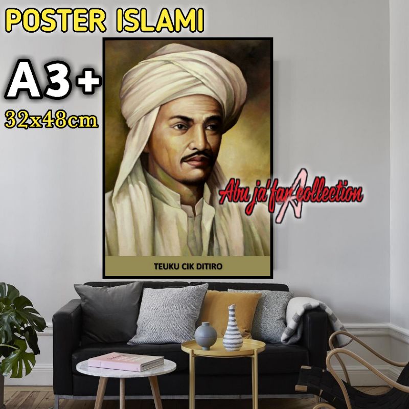 Jual POSTER GAMBAR TEUKU CIK DITIRO|POSTER ULAMA DAN PAHLAWAN NASIONAL ...