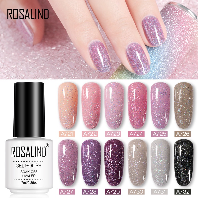 Jual Rosalind Glitter Neon Gel 7ml Kutek Gel / UV Gel Nail Polish / Cat