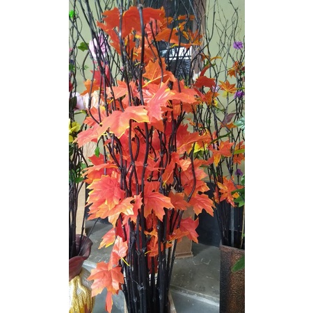 Jual BAMBU ULIR GONDANI DAUN MAPLE OREN&HIJAU MURAH T2 MTR | Shopee ...
