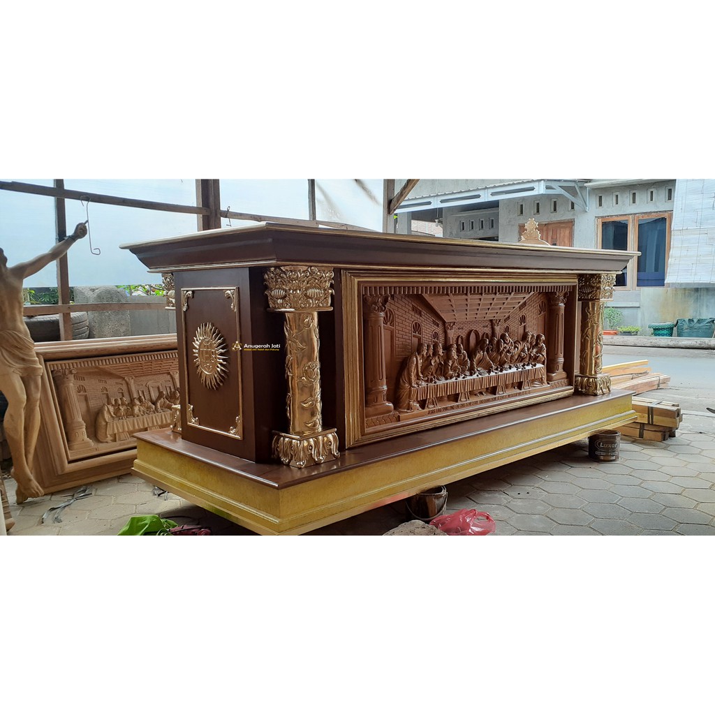 Jual Meja Altar Gereja Katolik Ukiran Perjamuan 300cm Shopee Indonesia