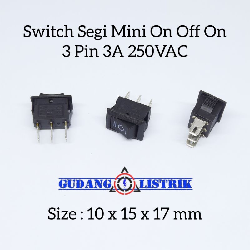 Jual Switch Saklar Tombol On Off On Segi Mini 3 Pin 3A 250VAC | Shopee ...