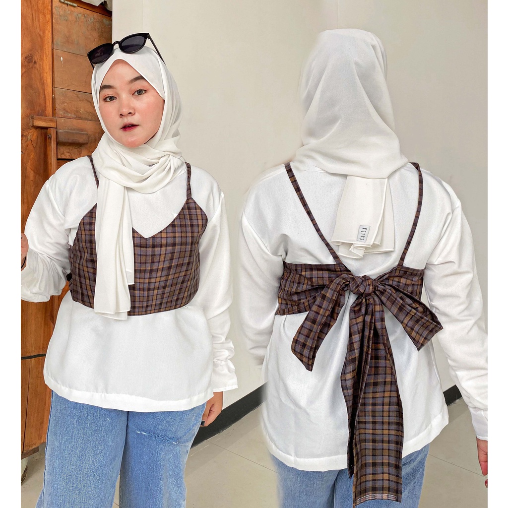 Jual Amy Blouse | Blouse with Vest | Blouse Set | Blouse Tanktop ...