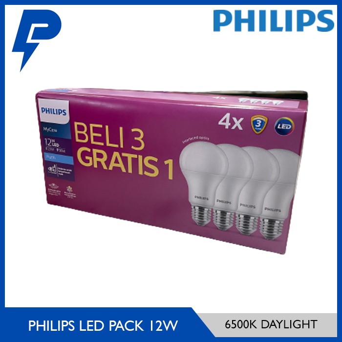 Jual PHILIPS LED BULB PACK 12W (beli 3 gratis 1) | Shopee Indonesia