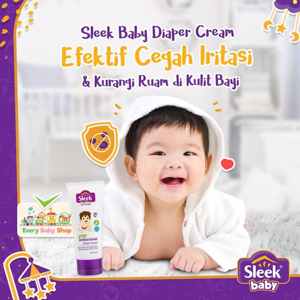 Jual SLEEK Baby Natural Antibacterial DIAPER CREAM 80 ml Cegah Iritasi & Ruam pada Kulit Bayi