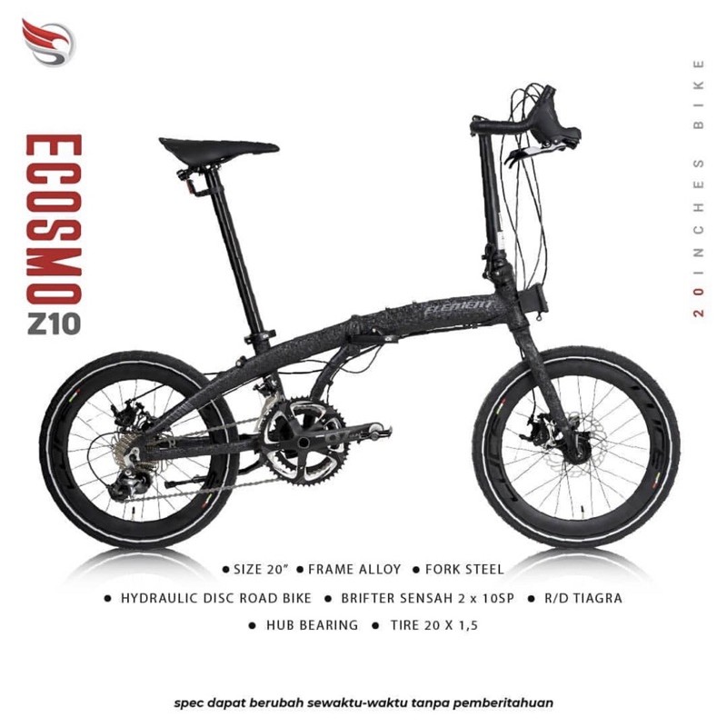 Jual SEPEDA LIPAT FOLDING BIKE ELEMENT ECOSMO Z10 BLACK CORAL EDITION Shopee Indonesia