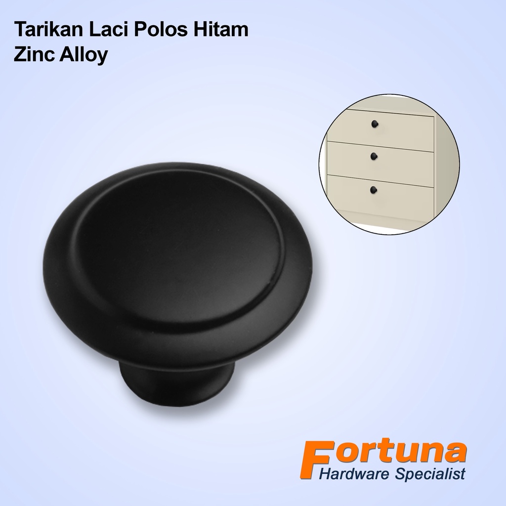 Jual Fortuna Tarikan Knop Laci Pegangan Knob Laci Lemari Hitam Shopee Indonesia