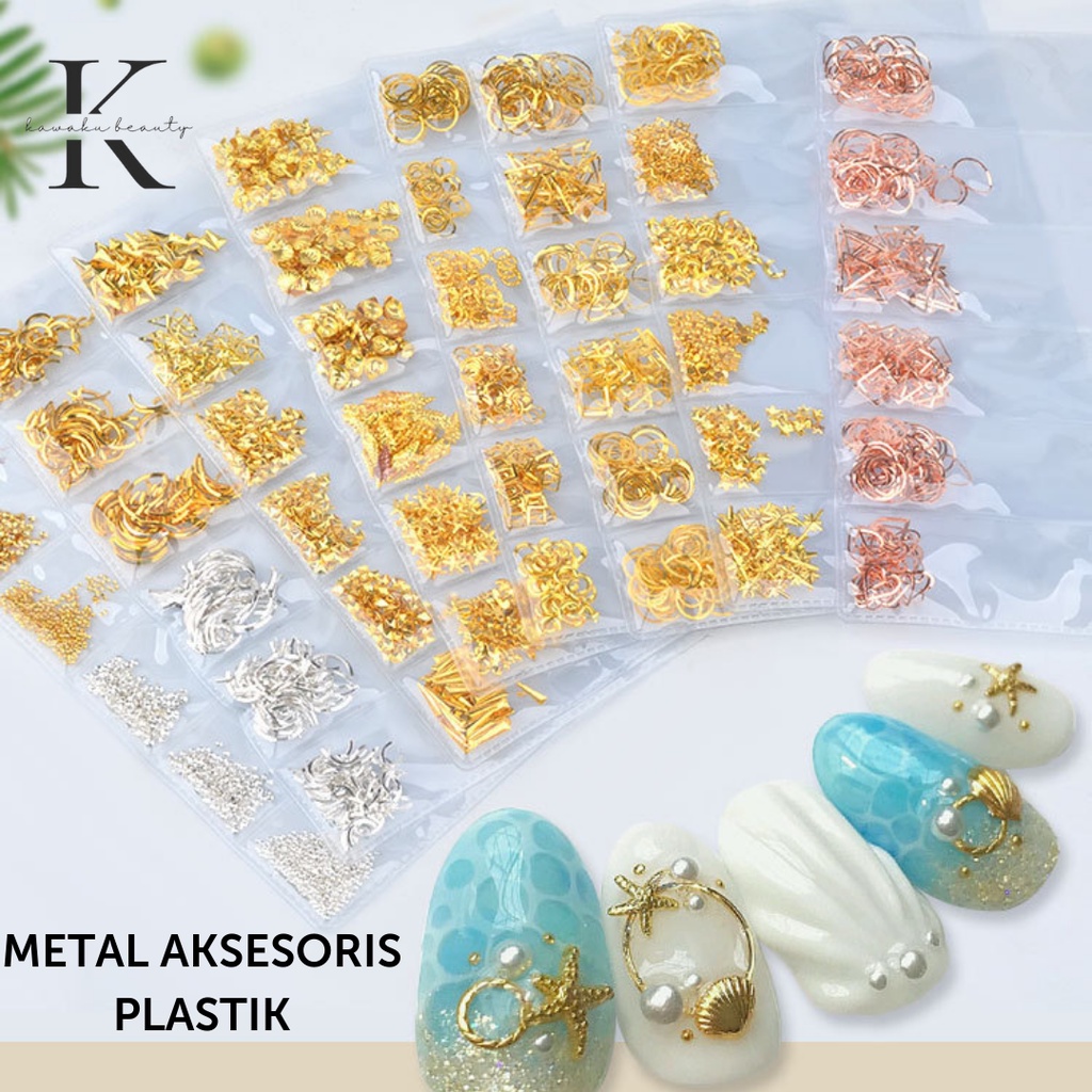 1Pot Nail Art Rhinestones Irregular Metal Pearl Beads Studs Mixed Nail  Decoration Multi-Designs DIY Nail Gems Jewelry 3D Decals