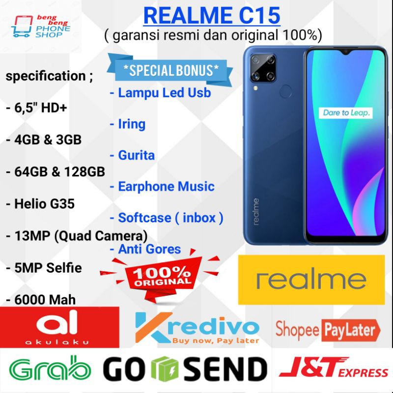 Jual REALME C15 RAM 4/64GB & 3/32GB GARANSI RESMI REALME INDONESIA - HP ...