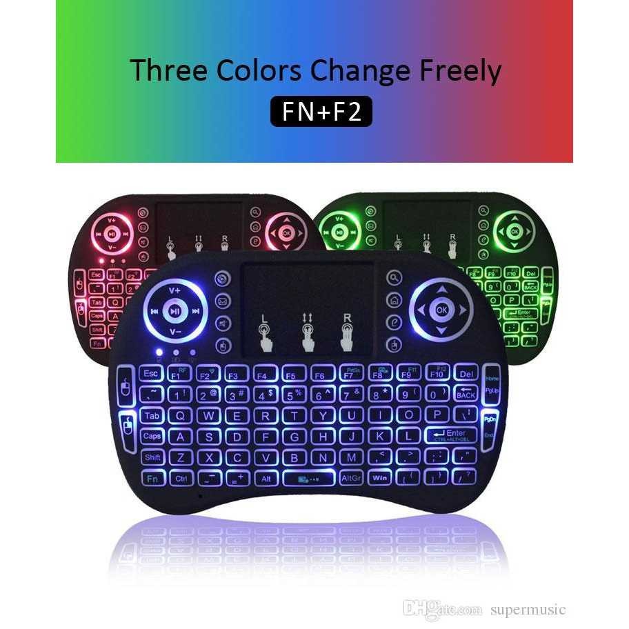 Jual Mini Wireless Keyboard Touchpad i8 with 3 Differect LED Backlight ...