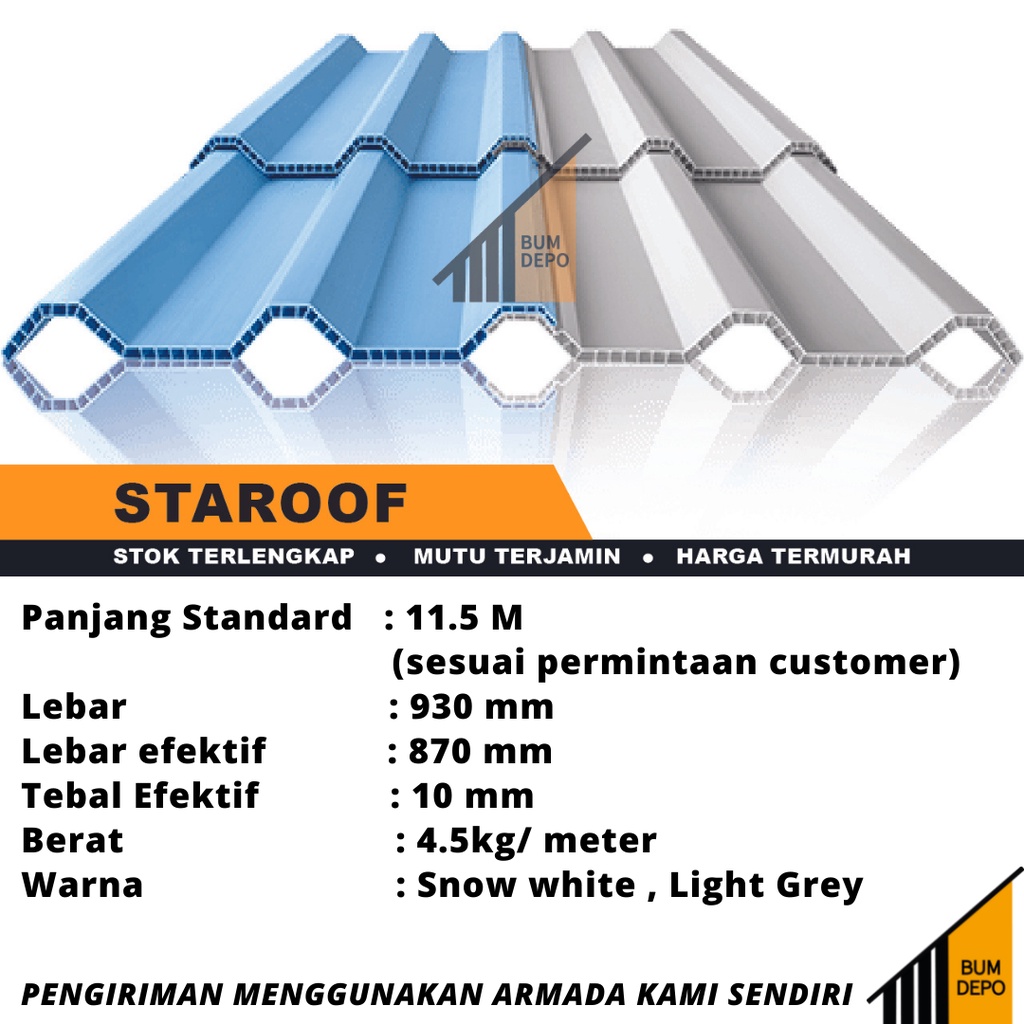Jual STAROOF ATAP UPVC / ATAP PVC / CANOPI UPVC / GARASI UPVC | Shopee