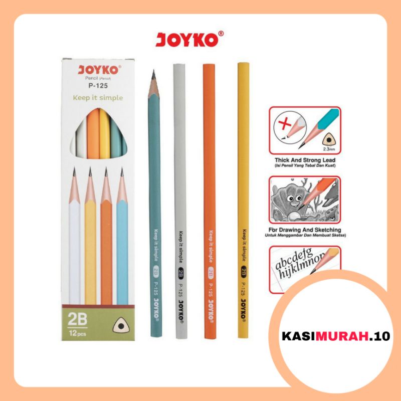 Jual Pensil 2b Joyko P-125 / Pensil 2B Hitam Pekat / Pensil Tulis Scan ...