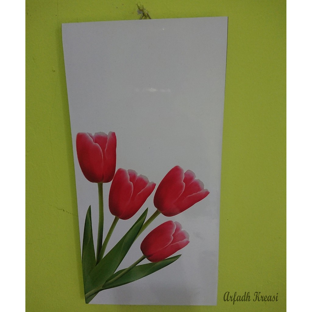 Jual Wall decor / hiasan dinding ruangan rumah bunga tulip merah 15cm x ...