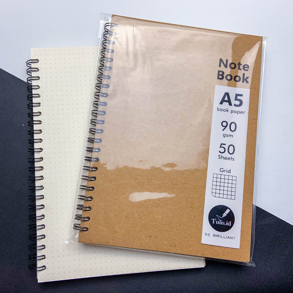 Jual [Tulis.Id] Basic BookPaper Kraft Spiral Notebook A5 90 GSM Blank ...