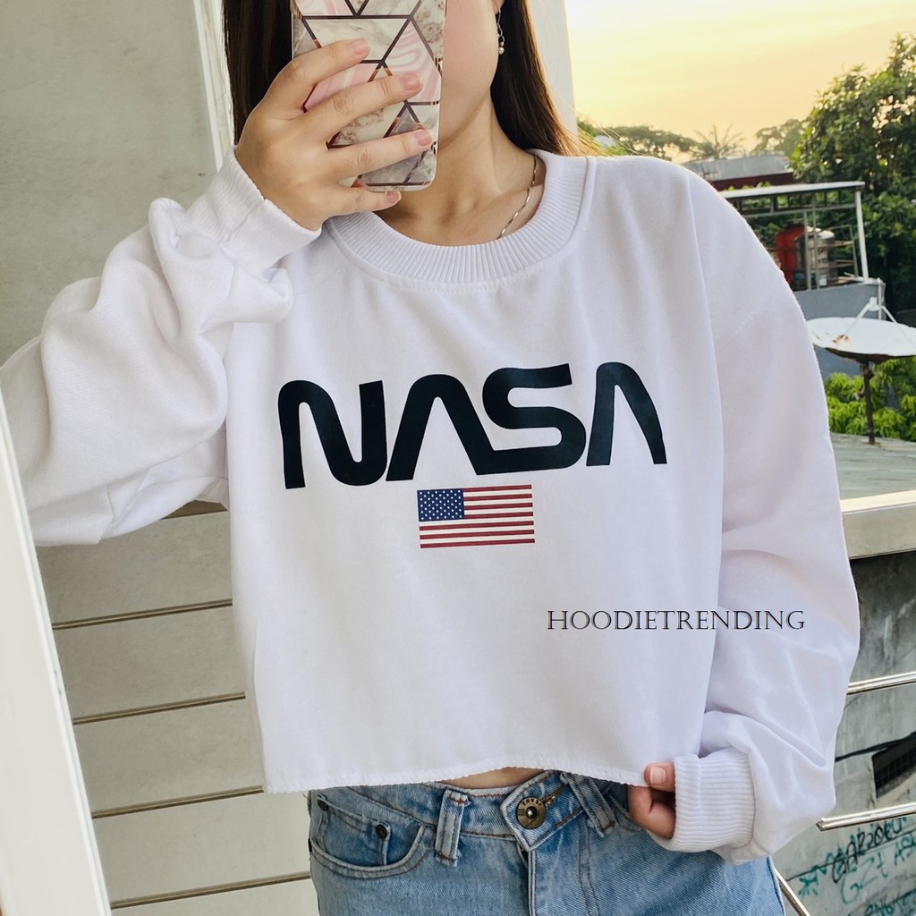 Nasa sweatshirt crop top on sale