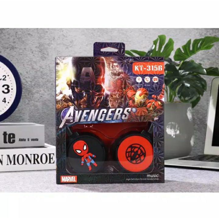 Jual HEADPHONE HEADSET KARAKTER Spiderman KT3156 + MIC model anak2