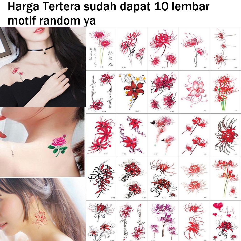 Jual 10 Lembar Sticker Tattoo Temporary 3d Tato Sementara Tato Temporer