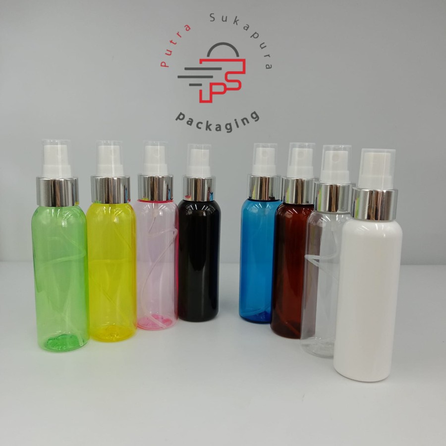 Jual Botol spray 100ml tutup alumunium silver halfcap - Botol spray ...