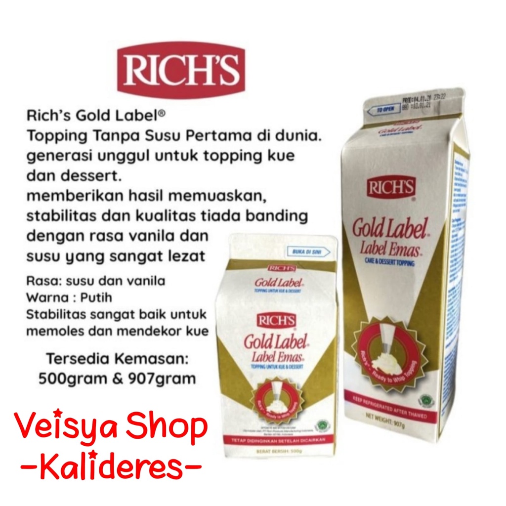 Jual RICHS Rich's GOLD LABEL Whipping Cream 500gr 907gr 1000ml Whip