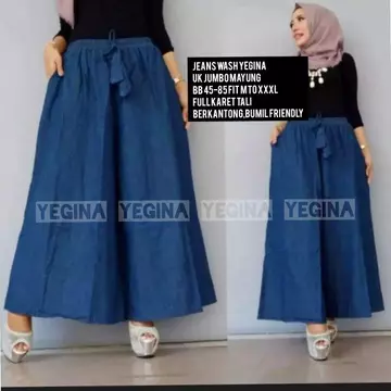 Kulot Jeans Jumbo Wanita Mayung Panjang Besar Xxl Xl Bigsize Blue Navy Black