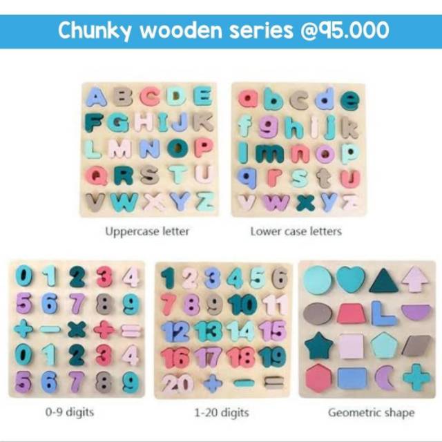 Jual puzzle Chunky wooden series Uppercase Lowercase alphabet number ...