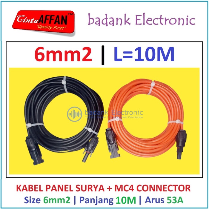 Jual Kabel Solar Panel Surya 6 mm2 L = 10 meter dengan Konektor MC4 ...